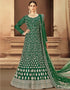 Green Anarkali style Anarkali Semi-Stitched Suits Salwar Kameez in Heavy Cording Embroidery, Zarkan Daimond & Lace Work