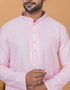 Readymade Men's Kurta Pyjama Light Pink Kurta Viscose Cotton Churidar Close-up View