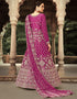 Purple Anarkali style Anarkali Semi-Stitched Suits Salwar Kameez in Heavy Cording Embroidery, Zarkan Daimond & Lace Work Closure View
