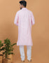 Readymade Men's Kurta Pyjama Light Pink Kurta Viscose Cotton Churidar Back View