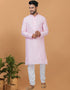 Readymade Men's Kurta Pyjama Light Pink Kurta Viscose Cotton Churidar Front View