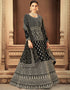 Black Anarkali style Anarkali Semi-Stitched Suits Salwar Kameez in Heavy Cording Embroidery, Zarkan Daimond & Lace Work