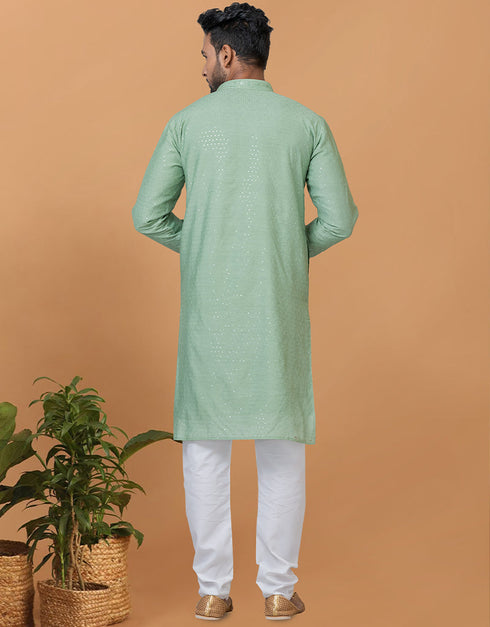Readymade Men's Kurta Pyjama Pista Kurta Viscose Cotton Churidar Back View