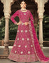 Pink Anarkali style Anarkali Semi-Stitched Suits Salwar Kameez in Heavy Cording Embroidery, Zarkan Daimond & Lace Work