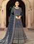 Blue Anarkali style Anarkali Semi-Stitched Suits Salwar Kameez in Heavy Cording Embroidery, Zarkan Daimond & Lace Work