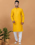 Readymade Men's Kurta Pyjama Mustard Kurta Viscose Cotton Churidar Front View