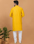 Readymade Men's Kurta Pyjama Mustard Kurta Viscose Cotton Churidar Back View