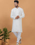 Readymade Men's Kurta Pyjama White Kurta Viscose Cotton Churidar Front View