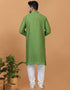 Readymade Men's Kurta Pyjama Olive Green Kurta Viscose Cotton Churidar Back View