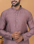 Readymade Men's Kurta Pyjama Onion Pink Kurta Viscose Cotton Churidar Close-up View