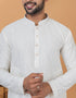 Readymade Men's Kurta Pyjama White Kurta Viscose Cotton Churidar Back View
