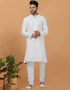 Readymade Men's Kurta Pyjama White Kurta Viscose Cotton Churidar Front View
