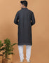 Readymade Men's Kurta Pyjama Black Kurta Viscose Cotton Churidar Back View