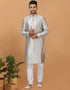 Readymade Men's Kurta Pyjama Grey Kurta Silk Churidar Front View
