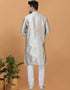 Readymade Men's Kurta Pyjama Grey Kurta Silk Churidar Back View