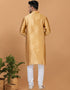 Readymade Men's Kurta Pyjama Golden Kurta Silk Churidar Back View