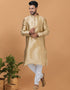 Readymade Men's Kurta Pyjama Light Chiku Kurta Silk Churidar Front View
