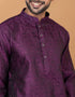 Readymade Men's Kurta Pyjama Purple Kurta Silk Churidar Close-up View