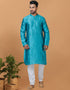 Readymade Men's Kurta Pyjama Firozi Kurta Silk Churidar Front View