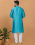 Readymade Men's Kurta Pyjama Firozi Kurta Silk Churidar Back View