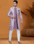 Italian Nawabi Indo Western Violet Indo Western Jacquard Silk Pant Close-up View