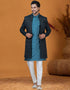 Italian Nawabi Indo Western Blackish blue Indo Western Jacquard Silk Pant Front View
