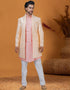 Italian Nawabi Indo Western Pinkish Pitch Indo Western Jacquard Silk Pant Front View