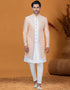 Italian Nawabi Indo Western Peach Indo Western Jacquard Silk Pant Front View