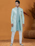 Italian Nawabi Indo Western Sky Indo Western Jacquard Silk Pant Close-up View