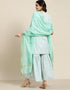 Turquoise Blue Cotton Blend Suit Sharara Closure View