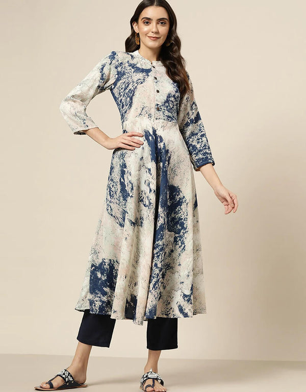 Navy Blue Cotton Suit Anarkali