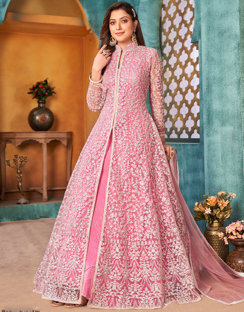 Pink Satin Anarkali Anarkali
