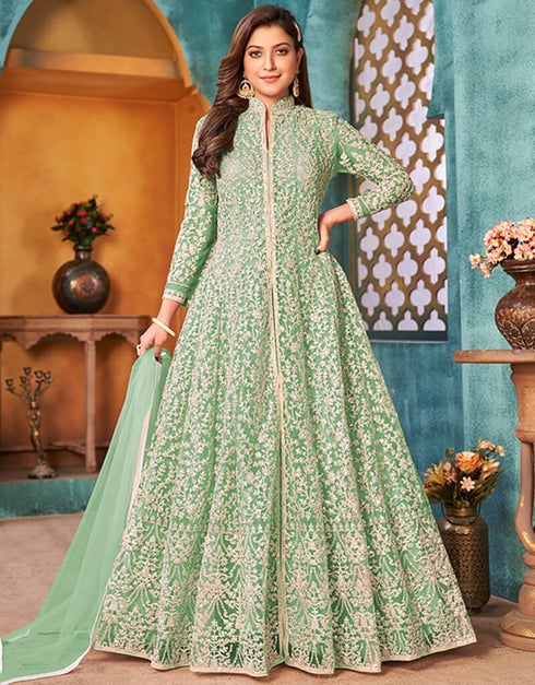 Mint Green Satin Anarkali Anarkali