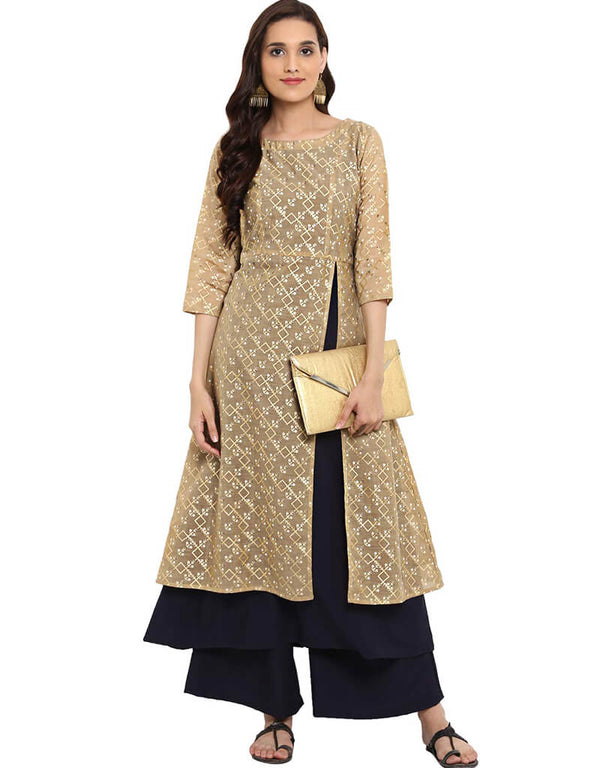 Light Chiku Chanderi Suit Palazzo