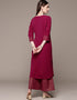 Dark Pink Crepe Suit Palazzo Closure View