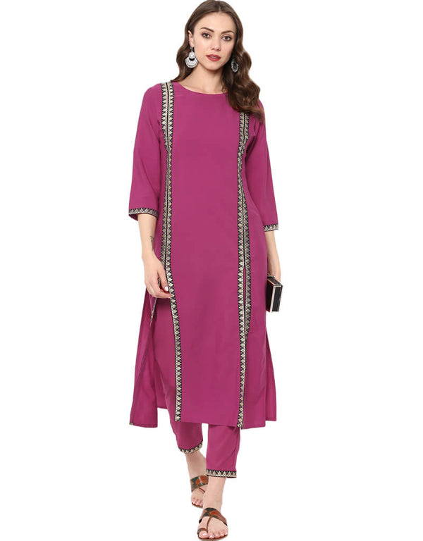 Pink Crepe Suit Pant