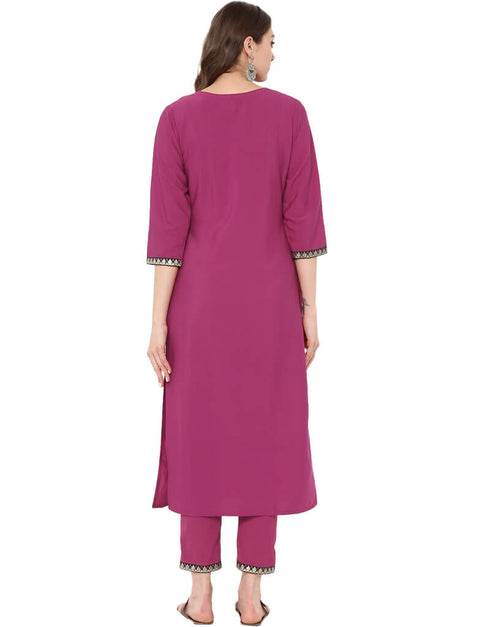 Pink Crepe Suit Pant Closure View