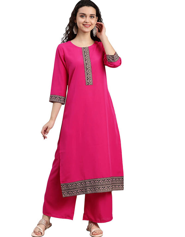 Pink Crepe Suit Palazzo