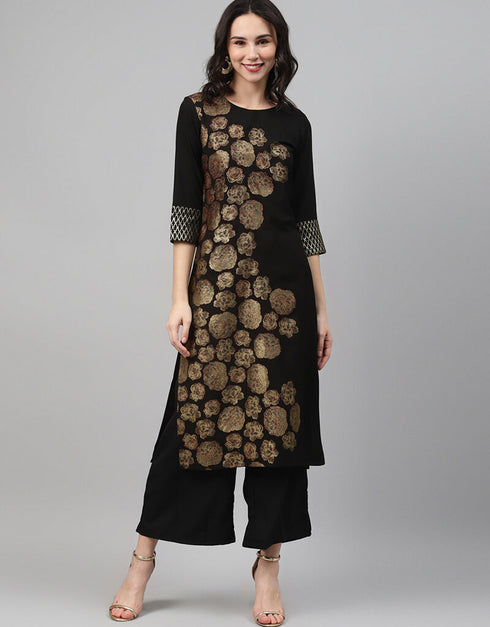 Black Crepe Suit Palazzo