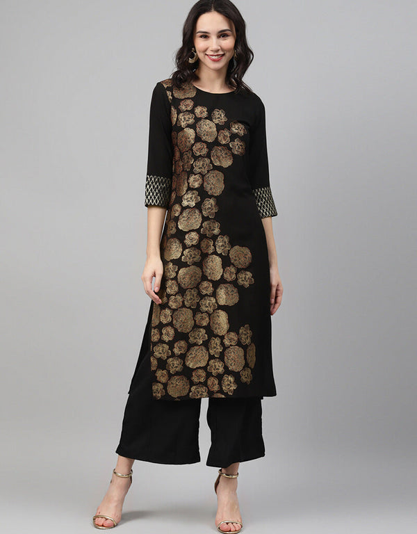 Black Crepe Suit Palazzo