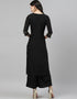 Black Crepe Suit Palazzo Closure View