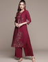 Dark Pink Crepe Suit Palazzo