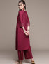 Dark Pink Crepe Suit Palazzo Closure View