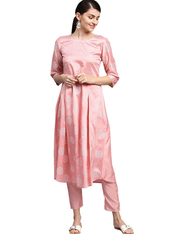 Baby Pink Poly Silk Suit Pant