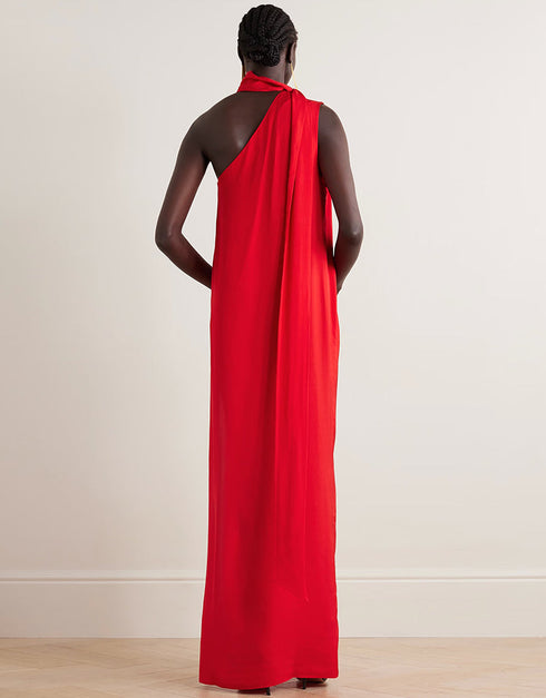 red viscose silk trendy designer party wear maxi dress digital printed work details for dress jsdc-7030-red Close-up View