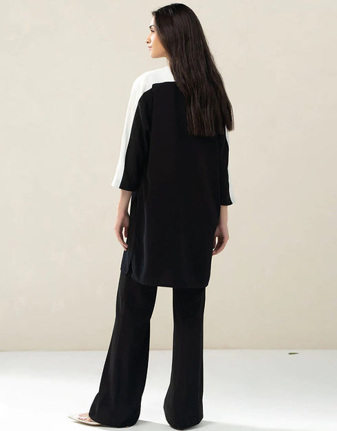 Black Top + Pant Back View