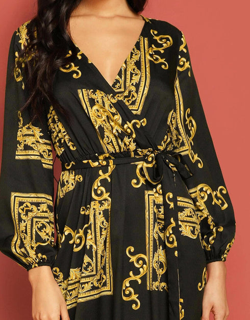 Yellow Latest Printed Maxi Dress Back View