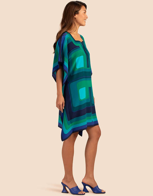 Prussian Blue Latest Printed Maxi Dress Back View