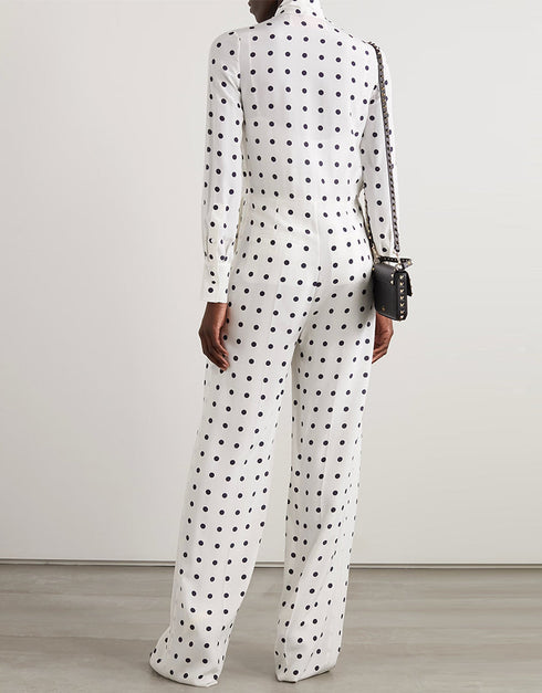 Trendy Designer Party Wear Jumpsuit With Neck Belt White Korean Bsy Dress Back View