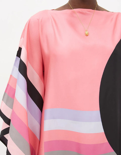 Pink Silk Crepe Kaftan multi color kaftan